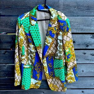 Susan Graver Blue and Green Sport Coat with Modern Tailoring